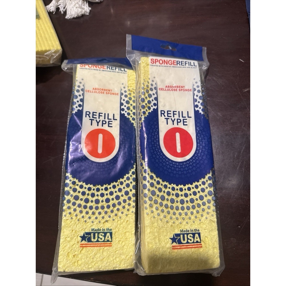 2 Sponge Mop Refill Type I Absorbent Cellulose Sponge 9.25" x 3" NEW
